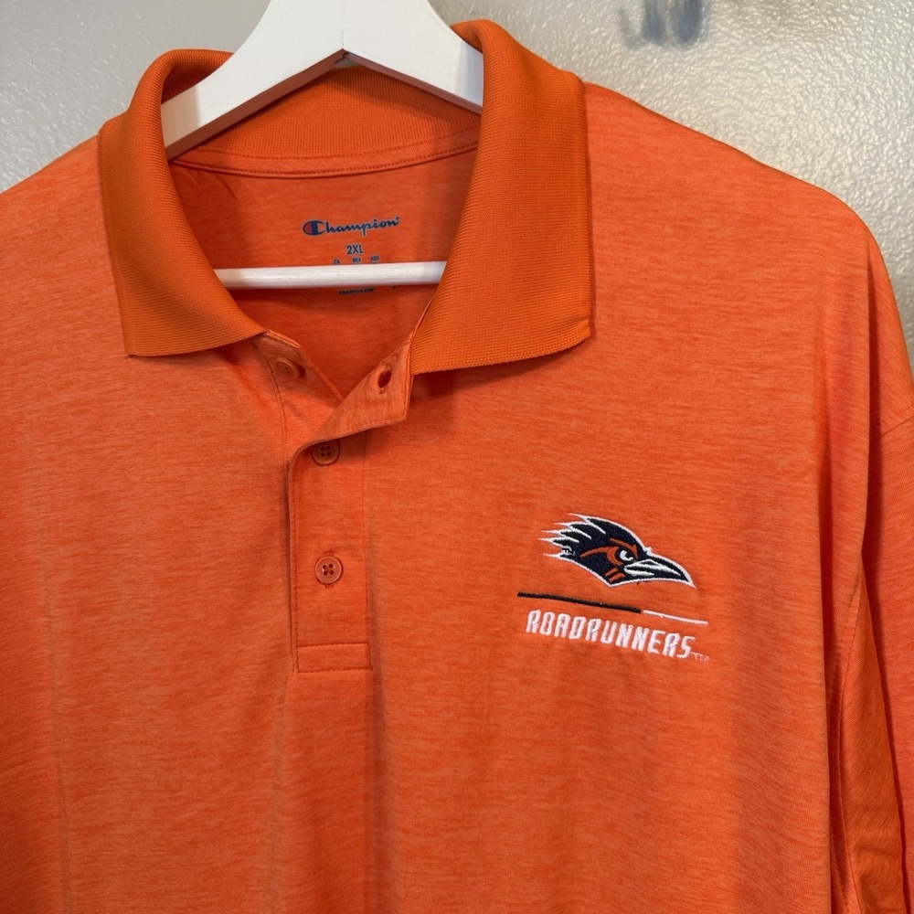 Champion NCAA UTSA Men's Collar Short Sleeve Polo 2XL Orange Game Day Football - Picture 6 of 12